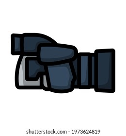 Icono De Cámara De Fotos Premium. Contorno de negrita editable con diseño de relleno de color. Ilustración vectorial.