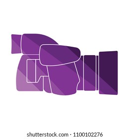 Icon of premium photo camera. Flat color design. Vector illustration.