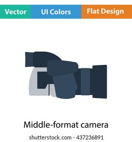 Icon of premium photo camera. Flat color design. Vector illustration.