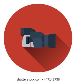 Icon of premium photo camera. Flat color design. Vector illustration.