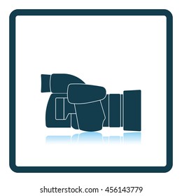 Icon of premium photo camera. Shadow reflection design. Vector illustration.
