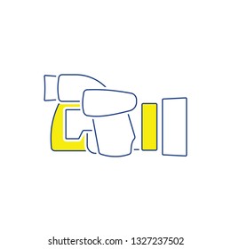 Icon of premium photo camera. Thin line design. Vector illustration.