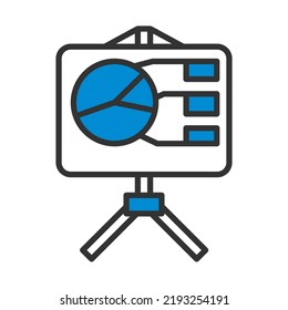 Icon Of Presentation Stand. Editable Bold Outline With Color Fill Design. Vector Illustration.