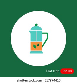 Icon of press pot with tea and mint leaves inside