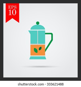 Icon of press pot with tea and mint leaves inside