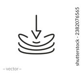 icon of pressure to squeeze layers, compress surface, press down material, thin line symbol on white background - editable stroke vector illustration eps10