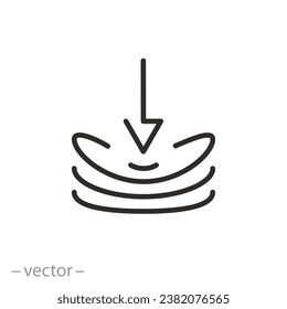 icon of pressure to squeeze layers, compress surface, press down material, thin line symbol on white background - editable stroke vector illustration eps10