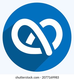 Icon Pretzel - Long Shadow Style - Simple illustration, Editable stroke, Design template vector, Good for prints, posters, advertisements, announcements, info graphics, etc.