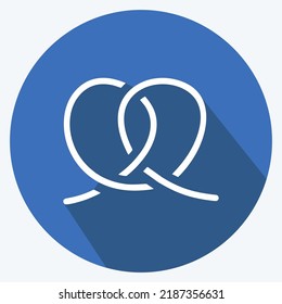 Icon Pretzel. suitable for Bakery symbol. long shadow style. simple design editable. design template vector. simple illustration