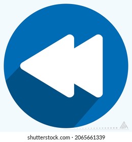 Icon Previous - Long Shadow Style - Simple illustration, Editable stroke, Design template vector, Good for prints, posters, advertisements, announcements, info graphics, etc.