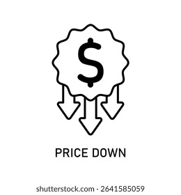Icon a price down, isolated against a clean background.
