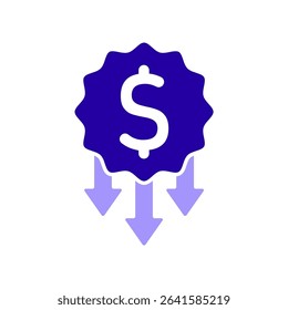 Icon a price down, isolated against a clean background.