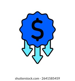 Icon a price down, isolated against a clean background.