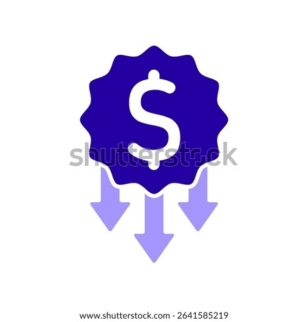 Icon a price down, isolated against a clean background.