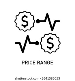 Icon a price range, isolated against a clean background.