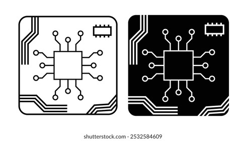 Icon of a printed circuit board (PCB), symbolizing electronics, technology, or engineering.