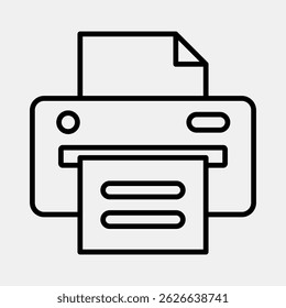 Impressora de ícone. Elementos de componentes do computador. Ícone no estilo de linha.