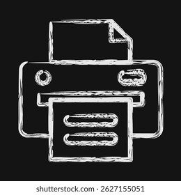 Impressora de ícone. Elementos de componentes do computador. Ícone em estilo de giz.