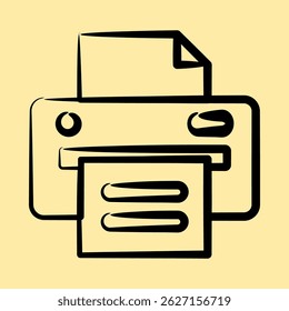 Impressora de ícone. Elementos de componentes do computador. Ícone no estilo desenhado à mão.