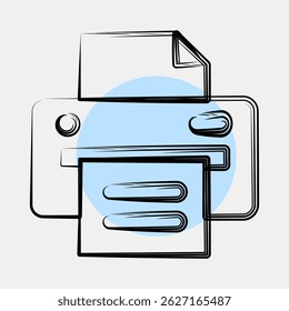 Impressora de ícone. Elementos de componentes do computador. Ícone no estilo de ponto de cor.