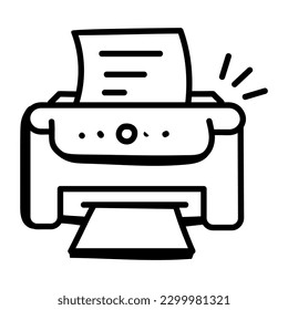 An icon of printer in doodle style