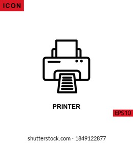 Icon printer. Outline, line or linear vector icon symbol sign collection for mobile concept and web apps design.