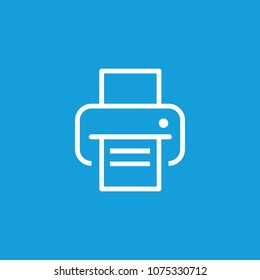 Icon of printer with paper. Fax, machine, information. Technology concept. Can be used for topics like device, computing, workplace  