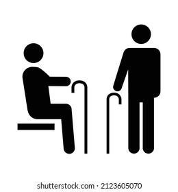 Icon priority for elderly people. Seating priority for elder passangers. Vector