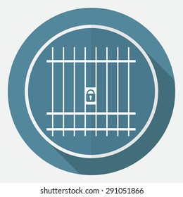 Icon Prison on white circle with a long shadow
