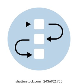 Icon process flowchart. Algorithm, sequence design. Management, system organization. Vector illustration. EPS 10.