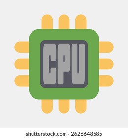 Icon processor. Computer components elements. Icon in flat style.