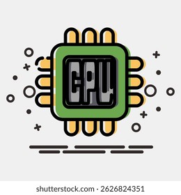 Icon processor. Computer components elements. Icon in MBE style.