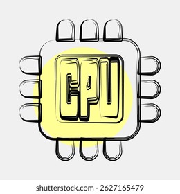 Icon processor. Computer components elements. Icon in color spot style.