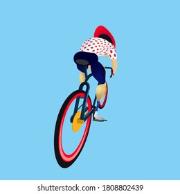 Icon of a professional cyclist wearing a  white and polka-dot jersey