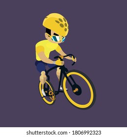 Icon of a professional cyclist wearing a yellow jersey