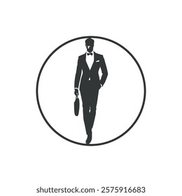 Icon of Professional Men in Suits in Circles