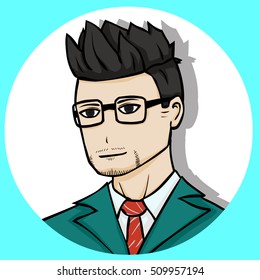 icon profile man wearing glasses cartoon character,vector, illustration