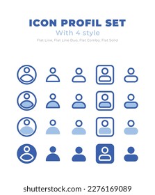 Conjunto de perfiles de iconos con 4 estilos