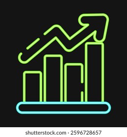 Icon profit. Economy elements. Icon in neon style.