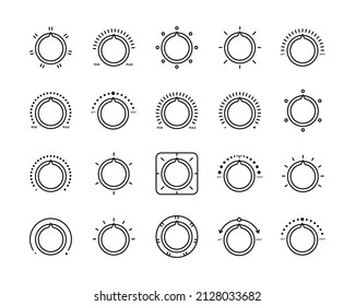 Icon Programmer, Selector, Switch. Select Heat-Cold mode, Power, Balance, Level. Set of vector icons in simple style on white background.