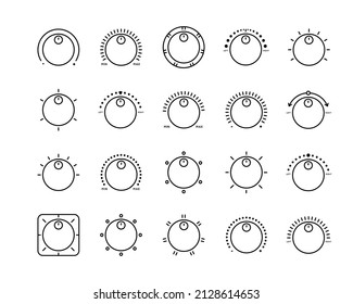 Icon Programmer, Selector, Switch. Select Heat-Cold mode, Power, Balance, Level. Set of vector icons in simple style on white background.