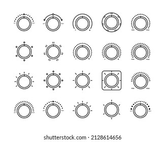 Programador de iconos, Selector, Conmutador. Seleccione el modo Calor-Frío, Potencia, Equilibrio, Nivel. Conjunto de iconos vectoriales en un estilo simple sobre fondo blanco.