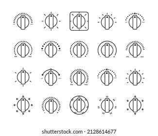 Icon Programmer, Selector, Switch. Select Heat-Cold mode, Power, Balance, Level. Set of vector icons in simple style on white background.