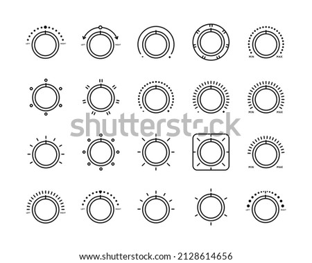 Icon Programmer, Selector, Switch. Select Heat-Cold mode, Power, Balance, Level. Set of vector icons in simple style on white background.