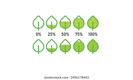 icon progress, symbol Progression of Environmental Growth Metrics , green energy meter