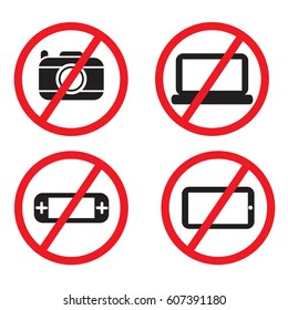 Icon Prohibited Electronic Devices On Planes.