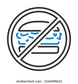 Symbol des verbotenen Hamburgers. Bearbeitbare, fette Rahmenlinie mit Farbfülldesign. Vektorgrafik.