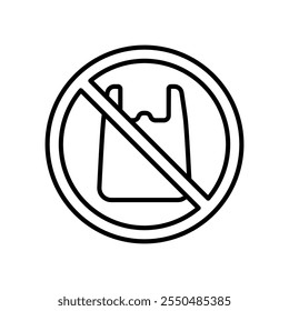 Icon of prohibited plastic bags for environmental sustainability
