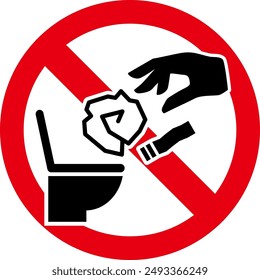 Icono que prohíbe tirar basura en el baño
