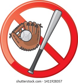 icon. Prohibition mark of knocking on baseball